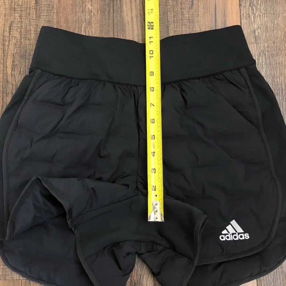 Adidas High Waisted Running Short X-City Padded Drawstring Pockets Size XS Black